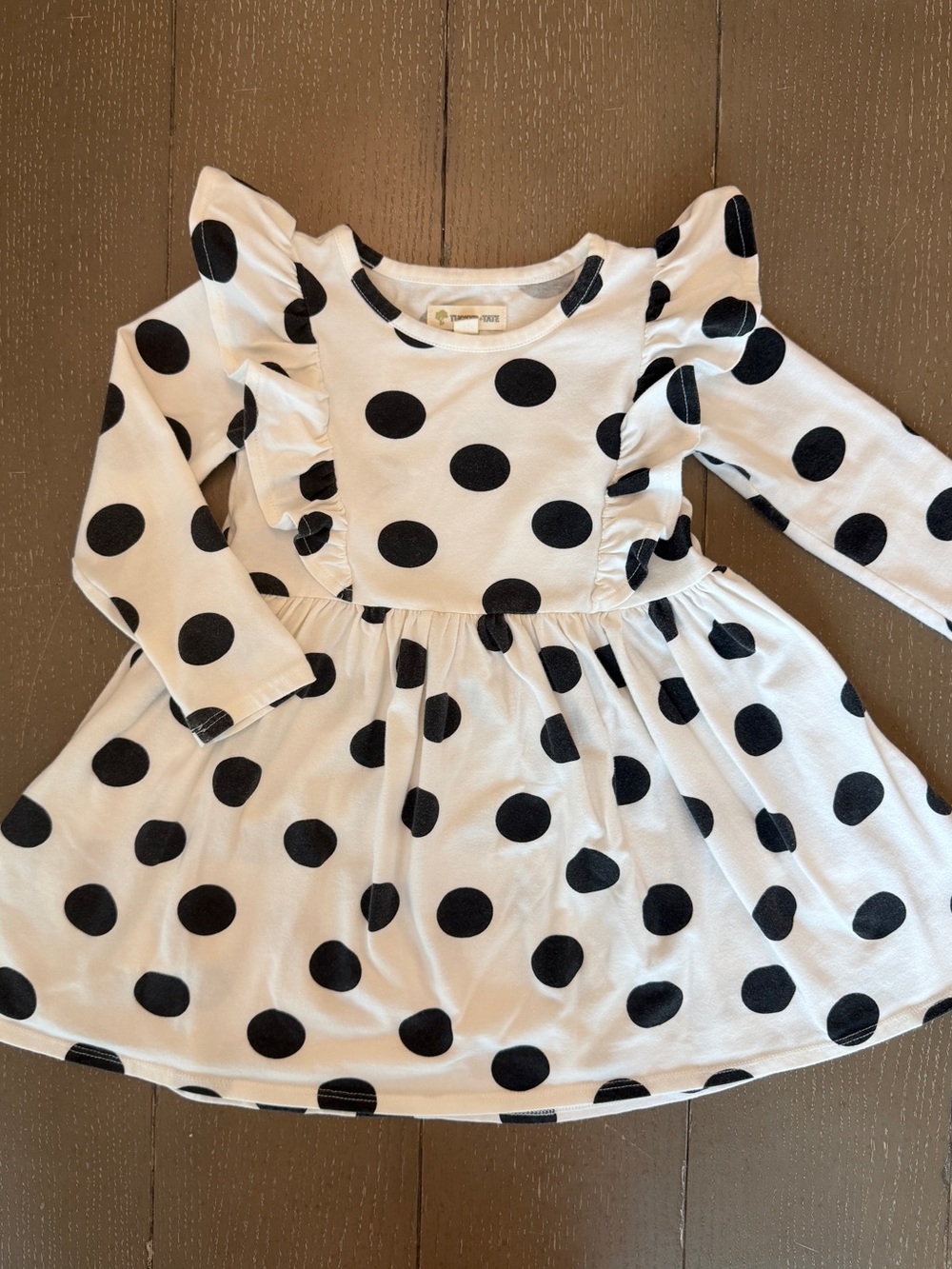 Tucker + Tate Girls Black & White Dalmatian Print Long-Sleeve Dress Size 2